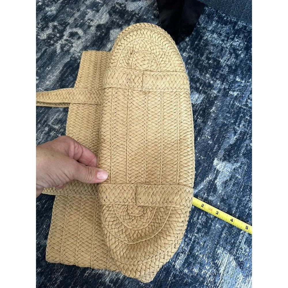 Draper James Everyday Woven Straw Shoulder Purse Natural Tote Bag Beach Resort - Image 9