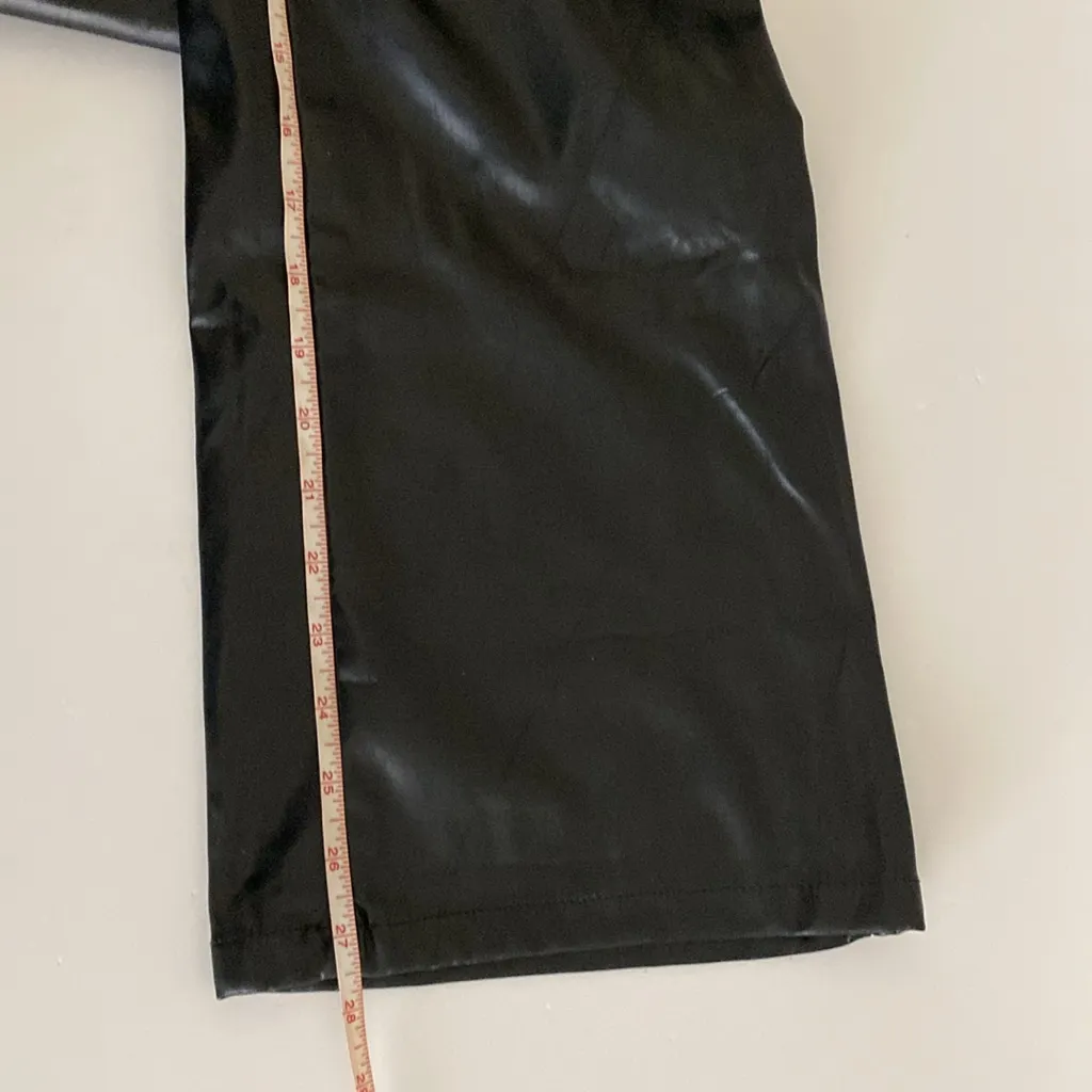 Women’s pleather pants black boot cut size Medium 28” faux leather sexy - Image 9
