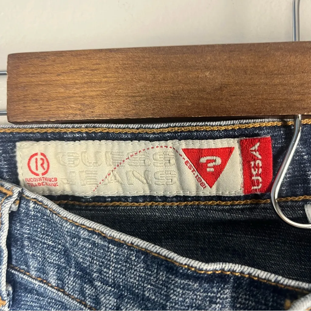 Y2k front pockets Guess jeans flare size 32 stretch denim - Image 3