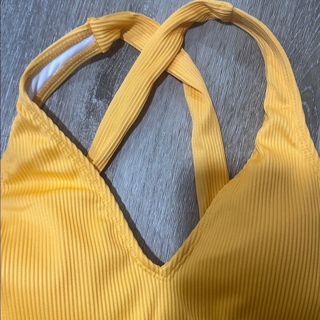 Orange ribbed racer back One-Piece Swimsuit - Image 2