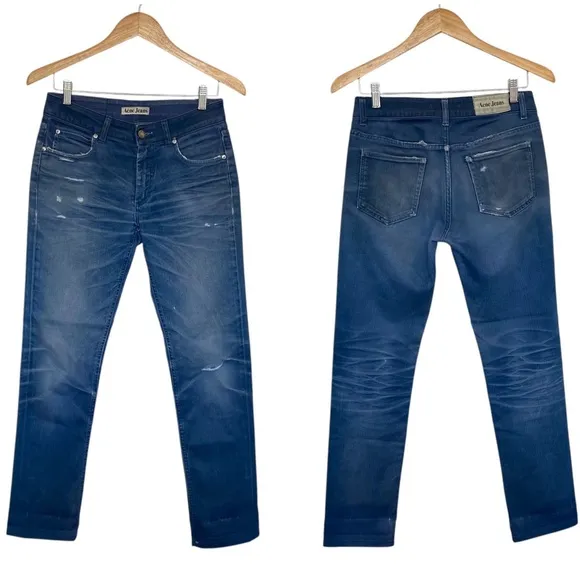 Acne Low Rise Boot Cut Jeans Hex Used Twill Blue - Image 2