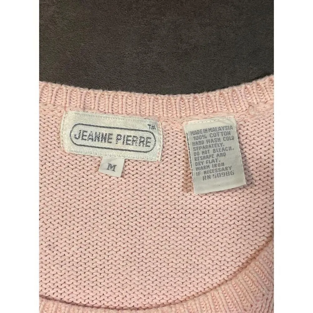 Jean Pierre Elegant Blush Pink Knit Sweater‎ - Cozy Comfort Size M B-119 - Image 2