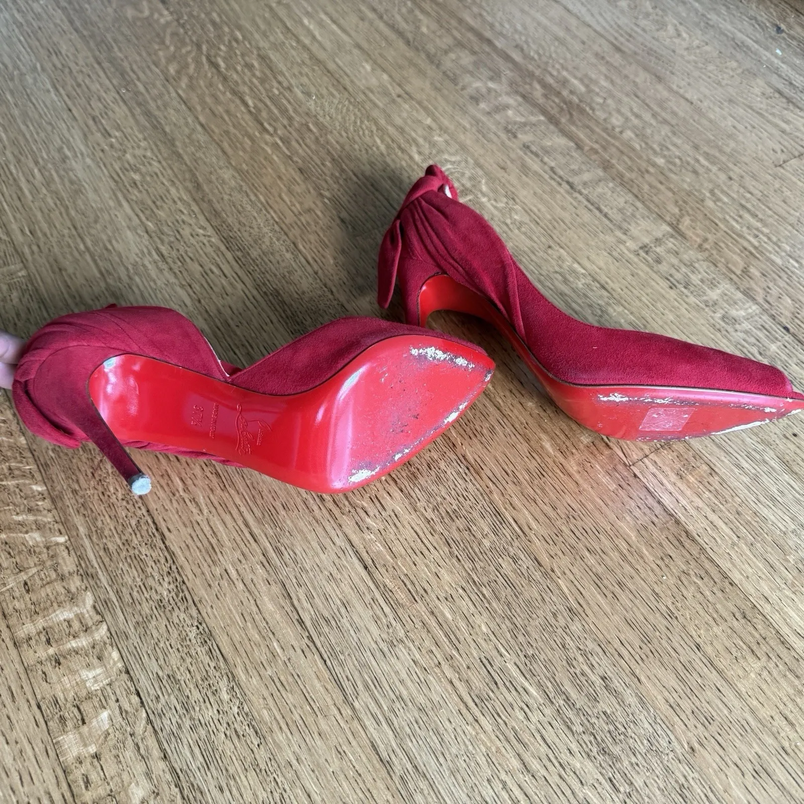 CHRISTIAN LOUBOUTIN Suede Barbara 100 Peep Toe Pumps 36 Oeillet size 37.5 - Image 10