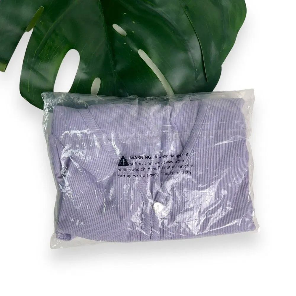 🆕 CUUP Modal Silk Rib Cropped Cardigan in Lilac Purple Size M - Image 6