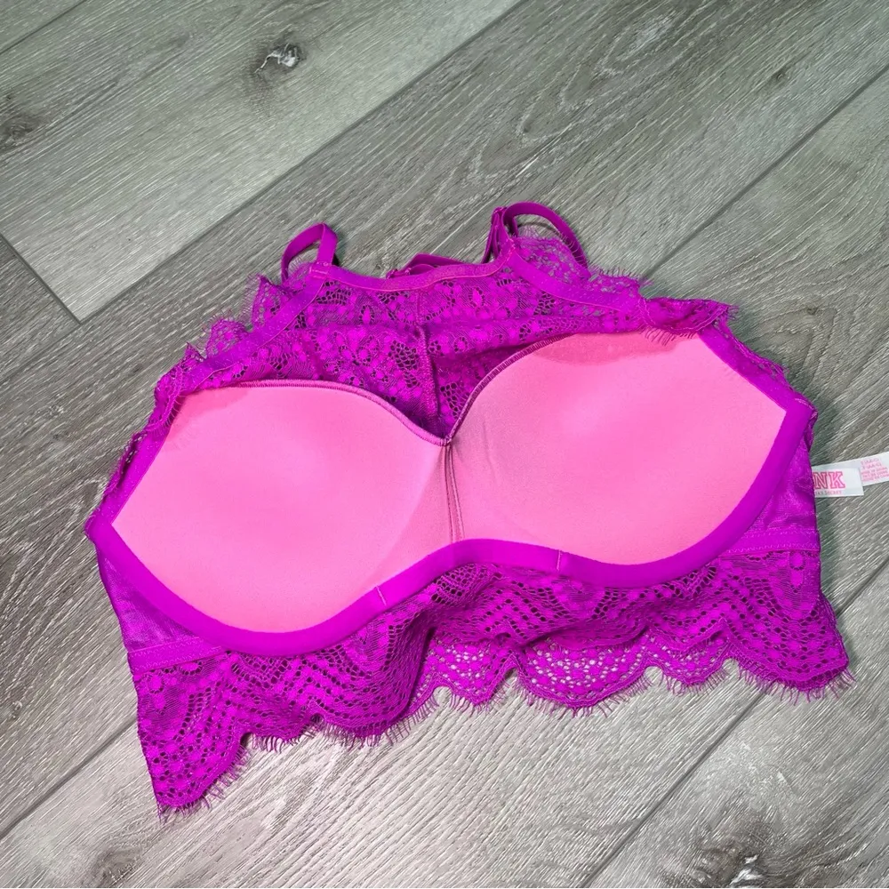 Victoria's Secret PINK high neck lace pushup underwire bralette S AA-C - Image 3