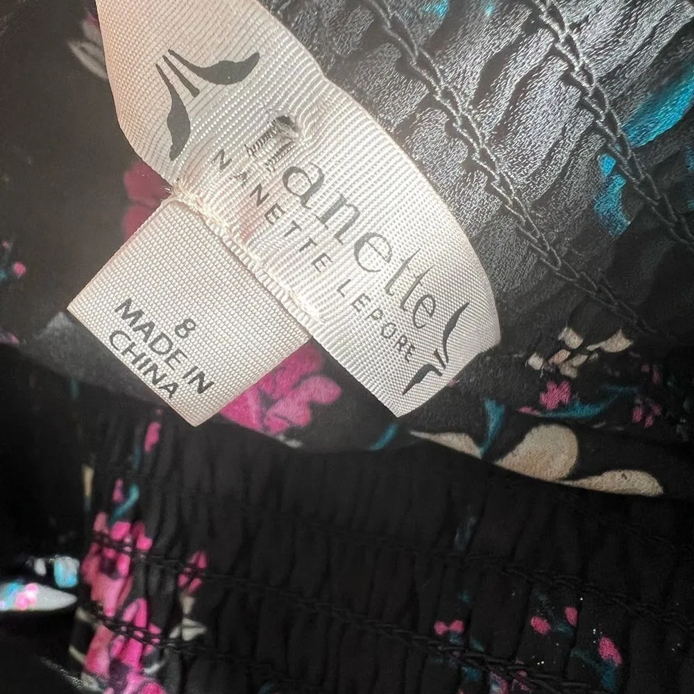 Nanette Lepore Floral Mock Neck Long Sleeve High Low Midi Dress - Image 3