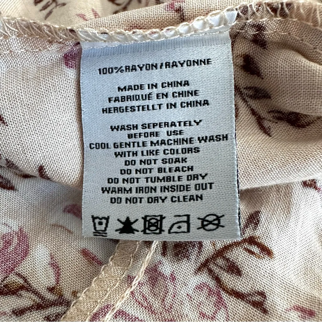 Sunday Mi Amor Cream Pink Floral Print Sundress Ruffle Tiered Maxi Dress Size S - Image 8