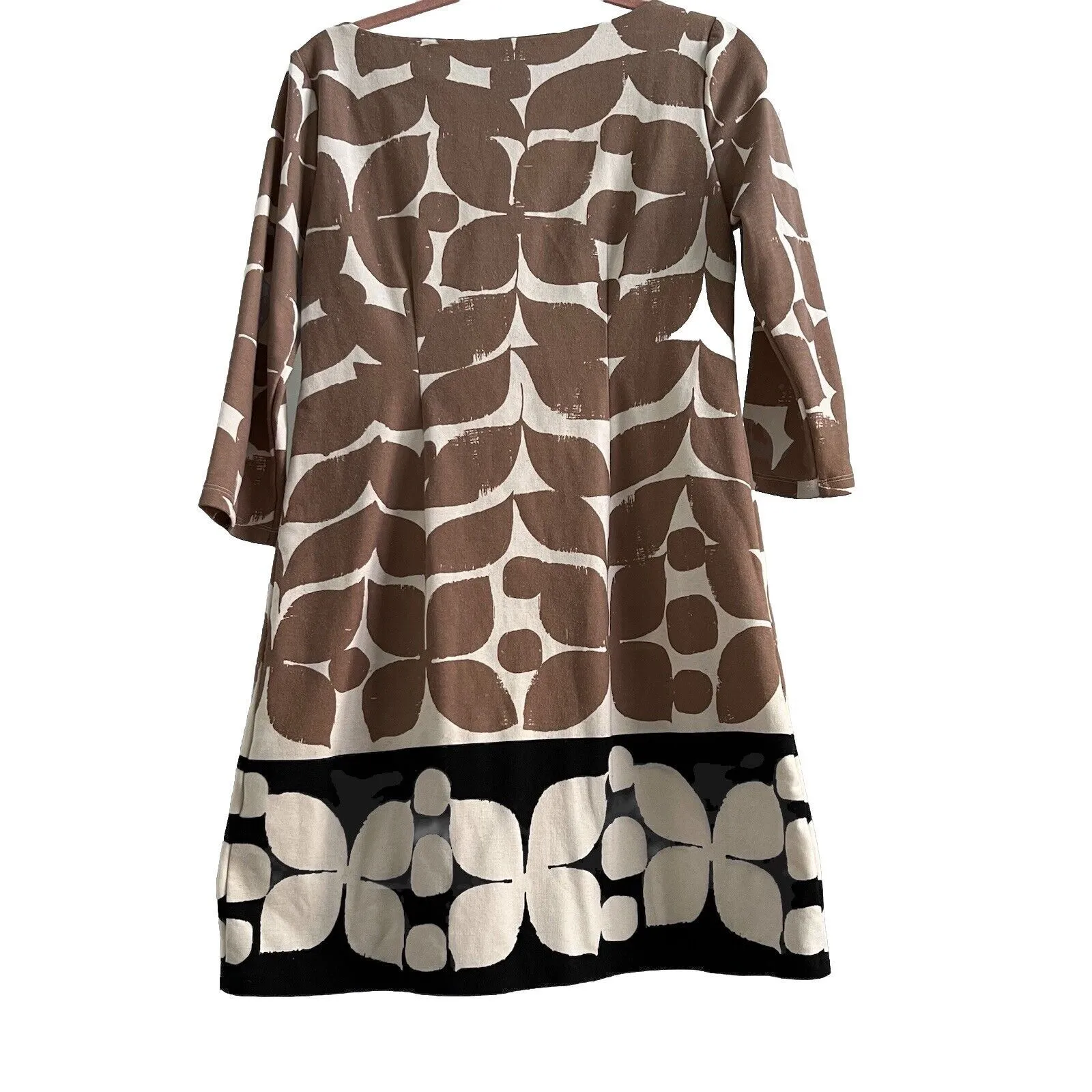 Fit and Flare Floral Winter Dress Brown White Black Size 6 - Image 3