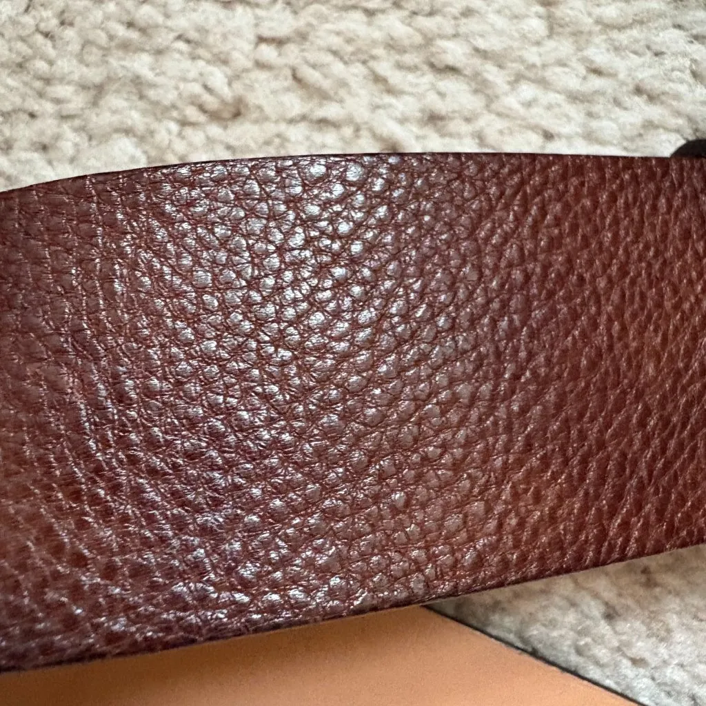 Harold's brown boho pebbled leather big buckle belt made in Italy women's small - Image 5