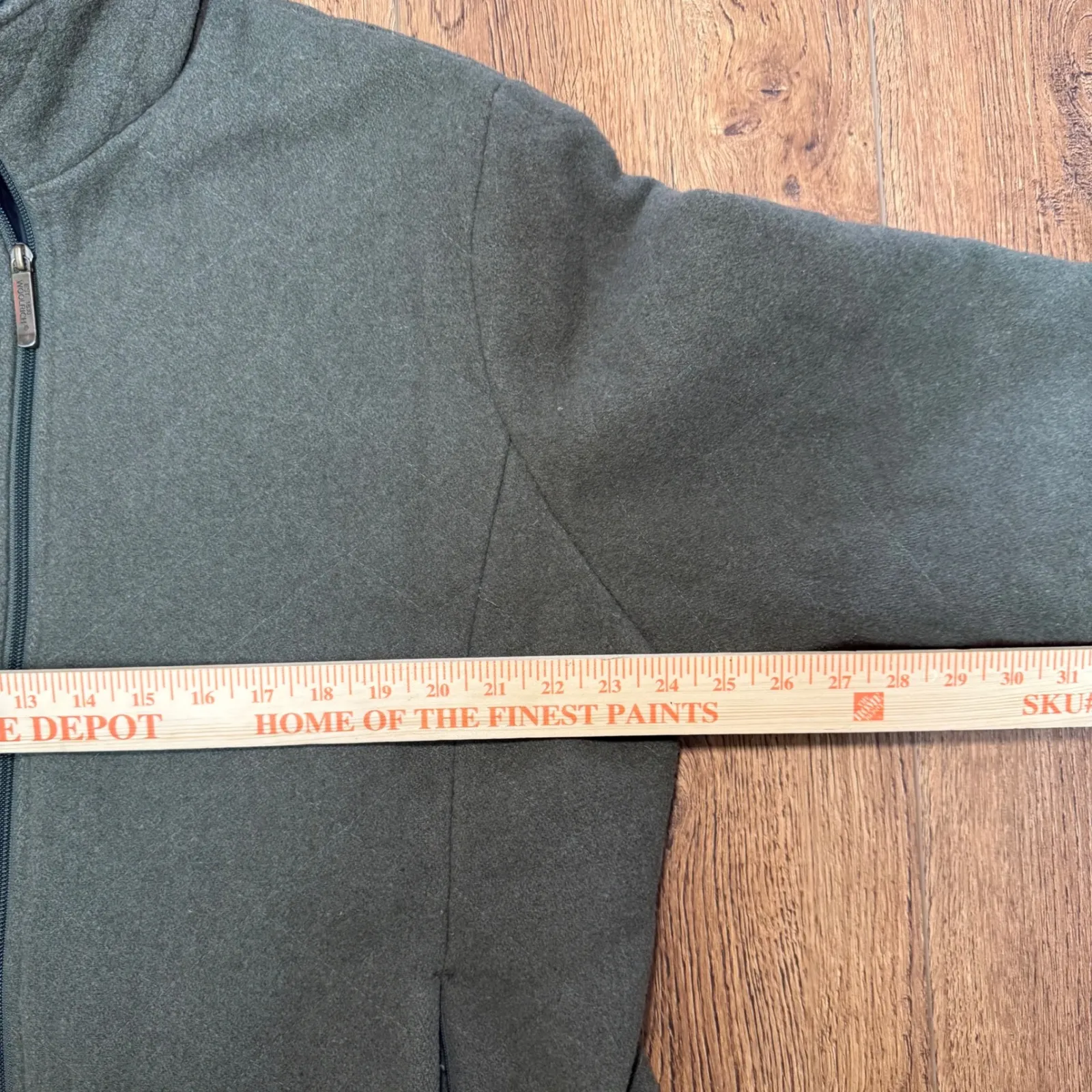 Woolrich 100% Wool Olive Green Full Zip Fleece Jacket Womens XL Zip Pockets - Image 7