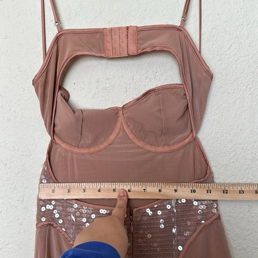 HOUSE OF CB 'Bonita' Cafe Au Lait‎ Sequin Maxi Dress NWOT size XS - Image 7