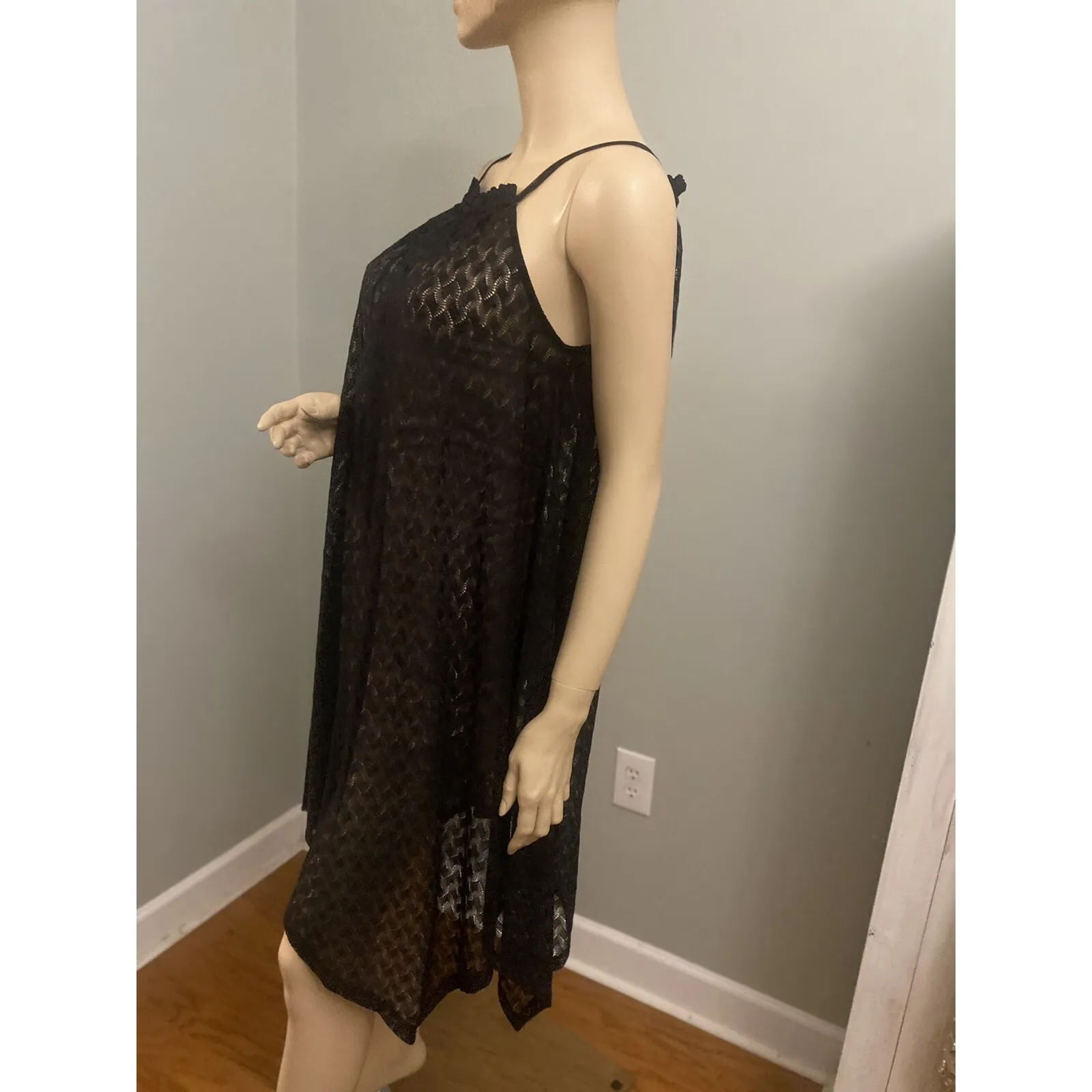 BCBG MAXAZRIA Black/Nude‎ Illusion LACE Halter DRESS XS - Image 5