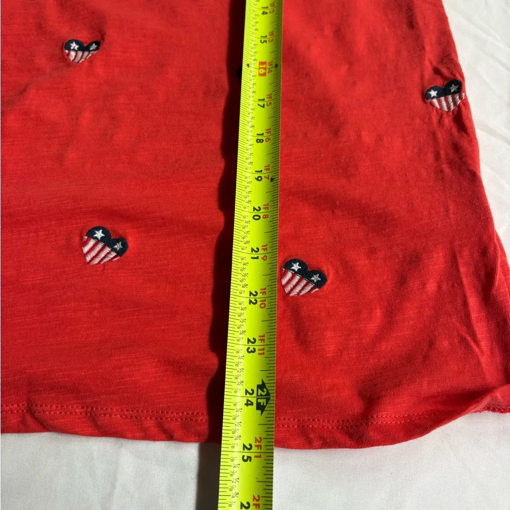 Lucky Brand Women's Heart Flag Embroidered T-Shirt, size S NWT - Image 10