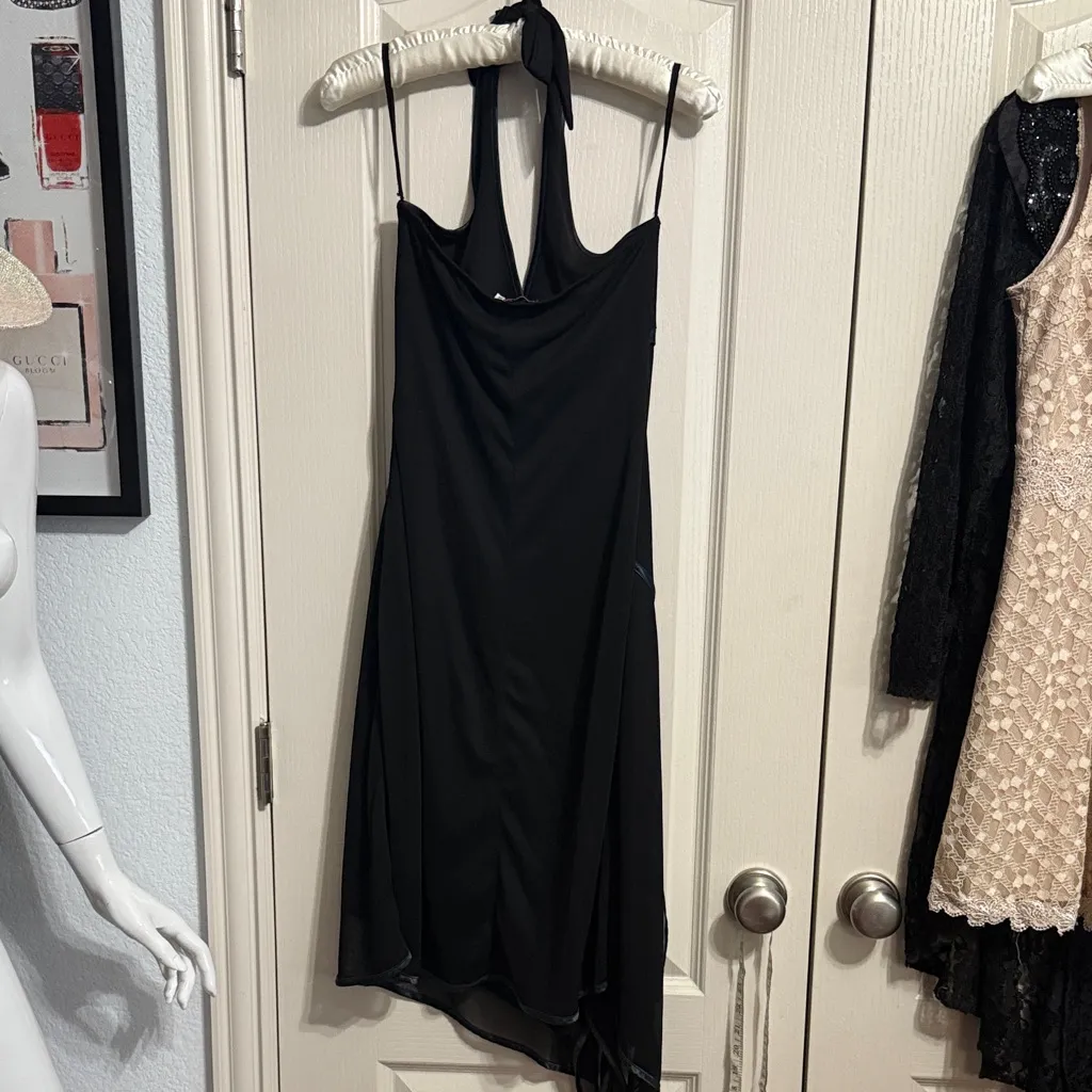 💖 Ruby Rox Y2K Nostalgia / Whimsigoth Black Halter Dress - Image 3