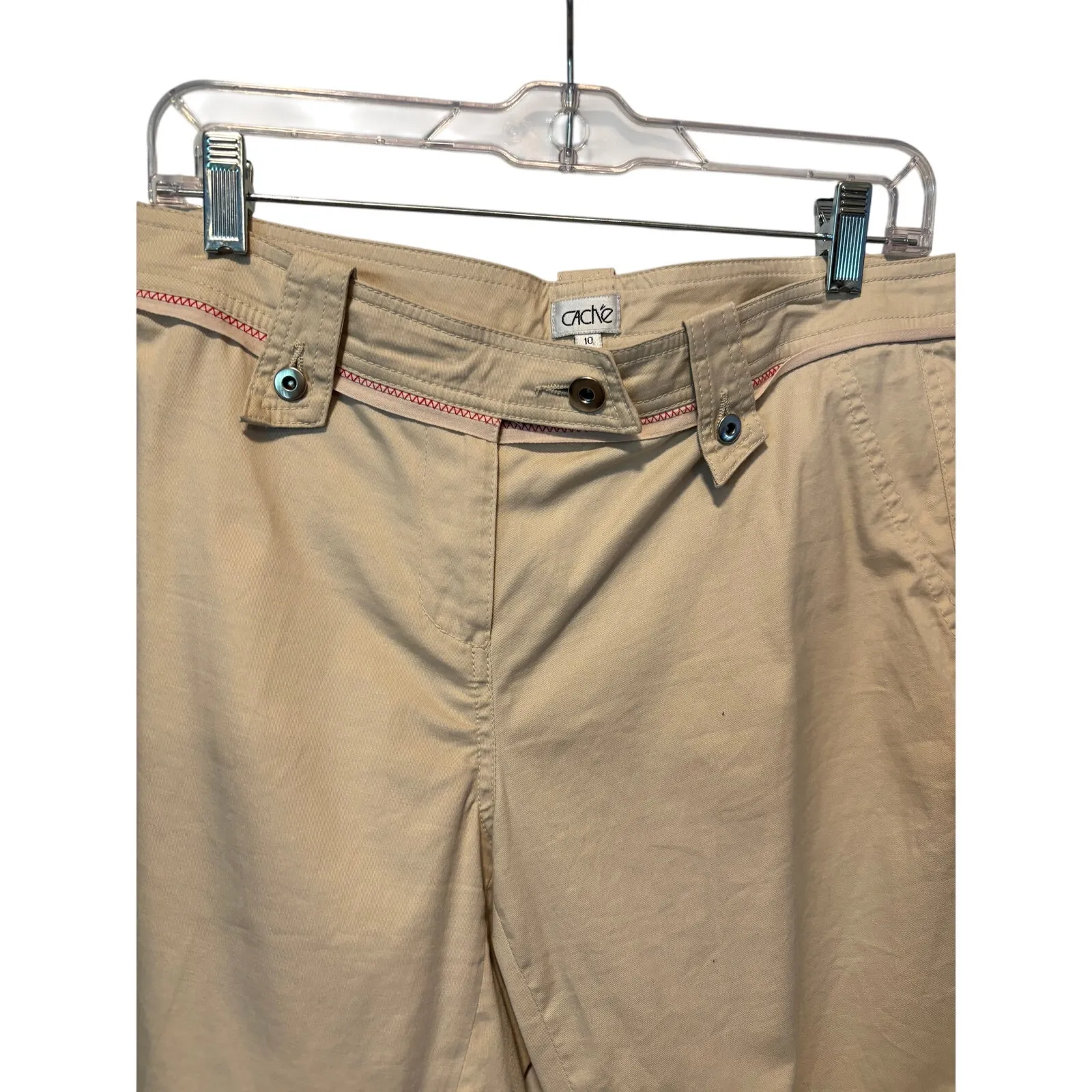 Cache 2 pc Top Vest City Walking Bermuda Safari Short Beige Red Stitching $206 - Image 13