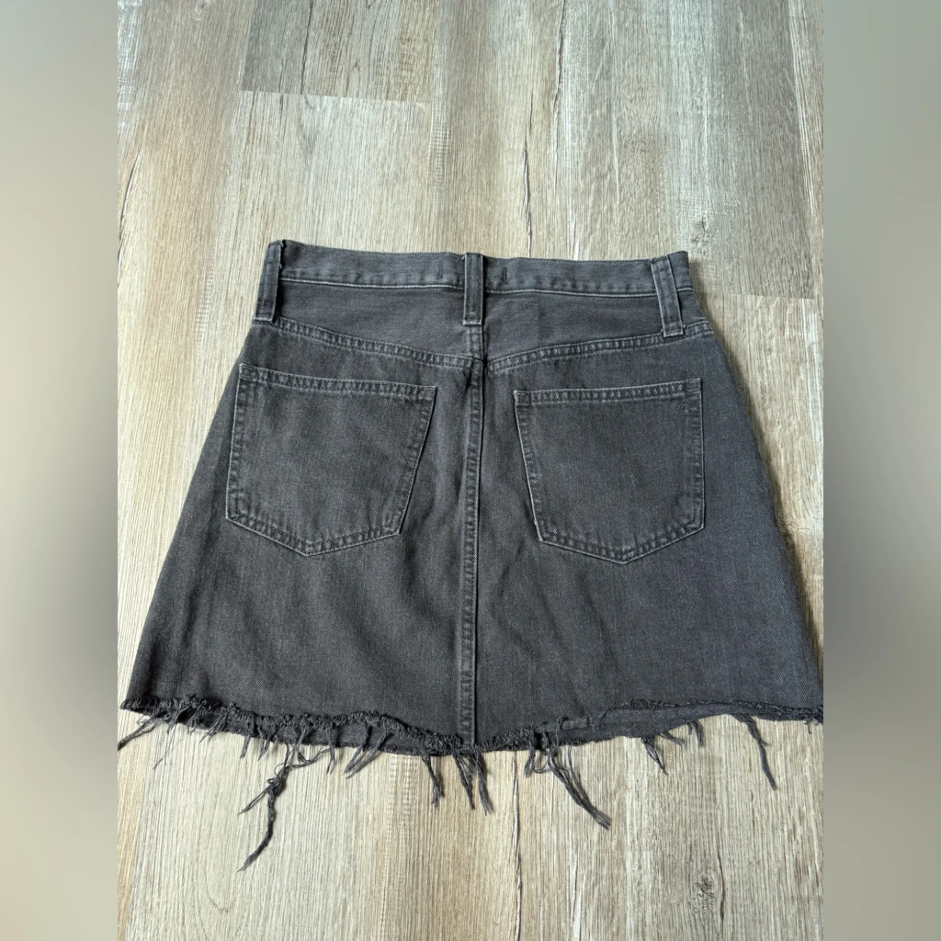 Madewell Rigid Denim A Line Skirt Mini Skirt Black Gray Size 26 - Image 5