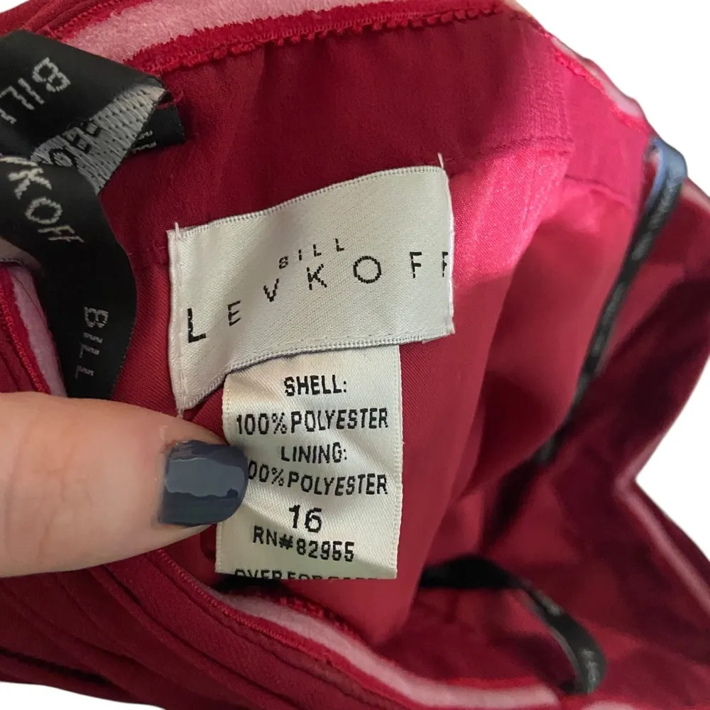 Bill Levkoff Red Formal Dress Chiffon Gown Strapless Prom Bridesmaid Size 16 - Image 6