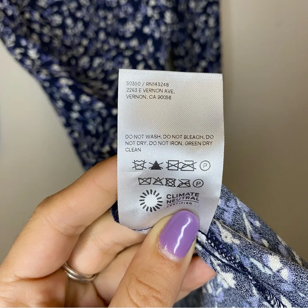 REFORMATION Mochi Floral Long Sleeve Sweetheart Mini Dress Blue/White Sz 4 Small - Image 15