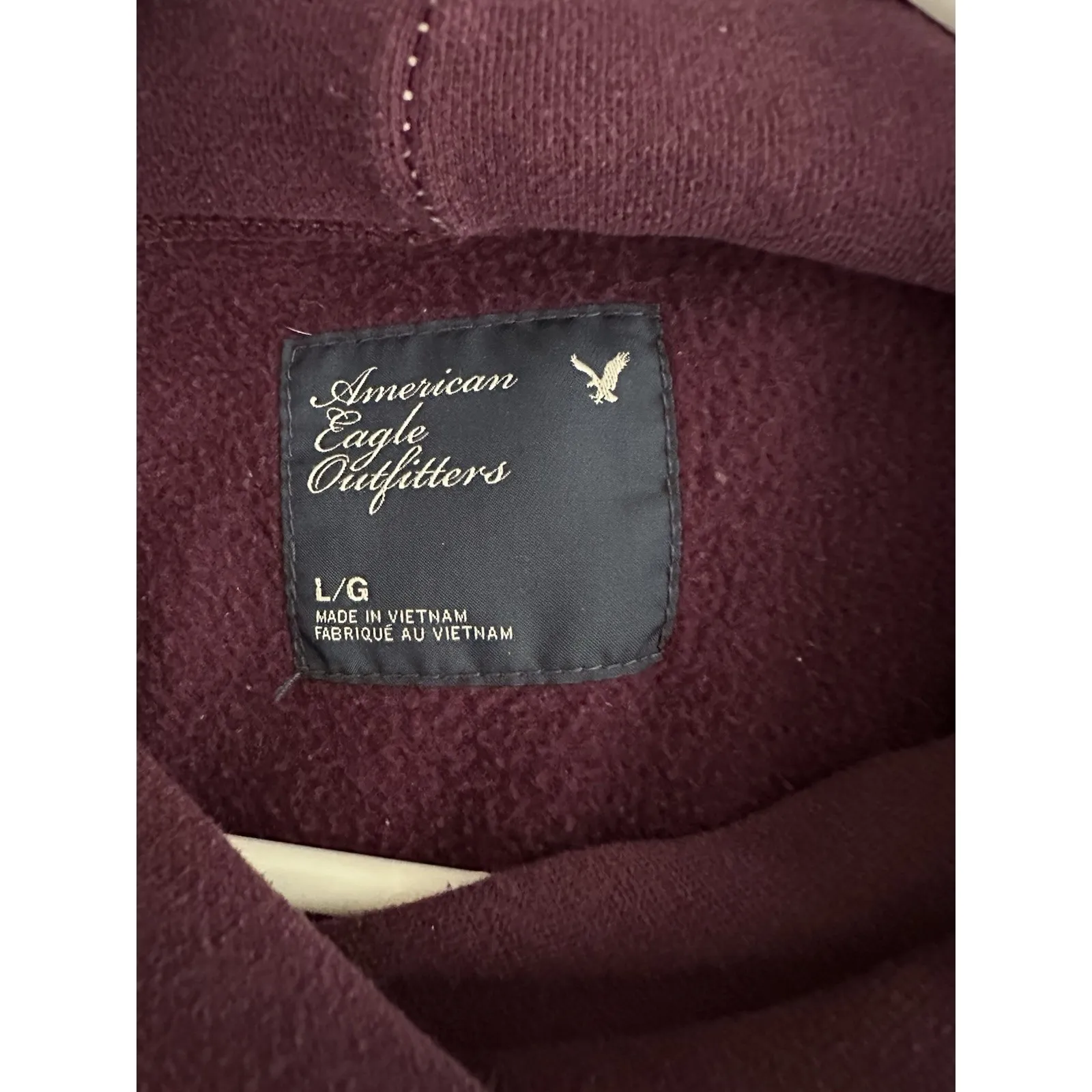 American Eagle Hoodie Women L‎ Purple Spell Out Varsity Vintage Sweatshirt Y2K - Image 4