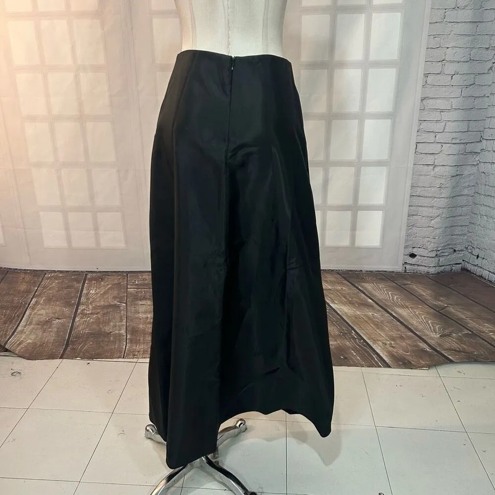 JS Collections Black satin dressy Full Length Maxi Skirt Size 4 - Image 5