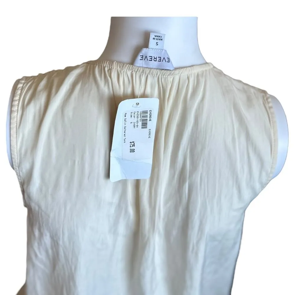Evereve Ivory Mea Satin Gathered Tank NWT size medium​ - Image 7
