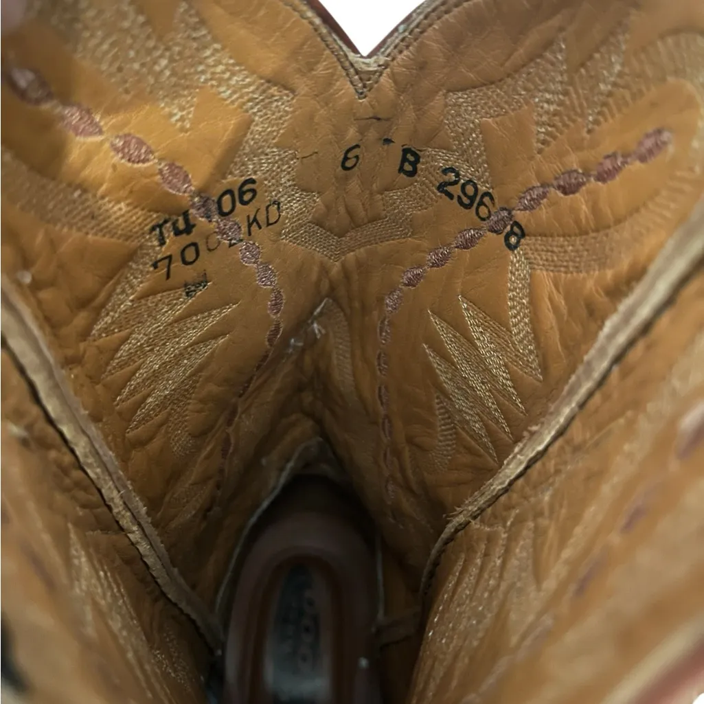 Lucchese 2000 T4106 Brown Leather Suede Embroidered Western Cowgirl Boots 6B - Image 10