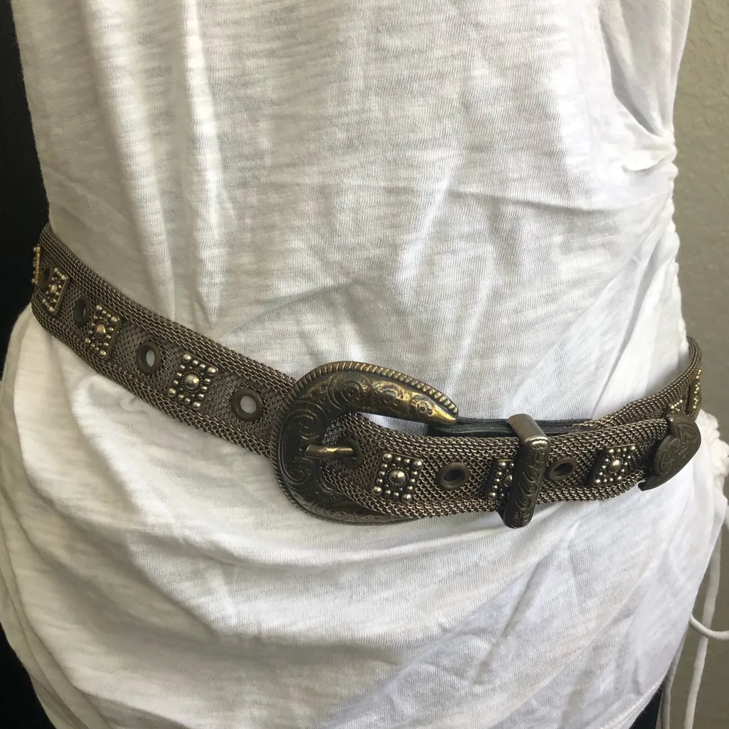 Sand Castle Vintage Metal Mesh Belt Brown - Image 2