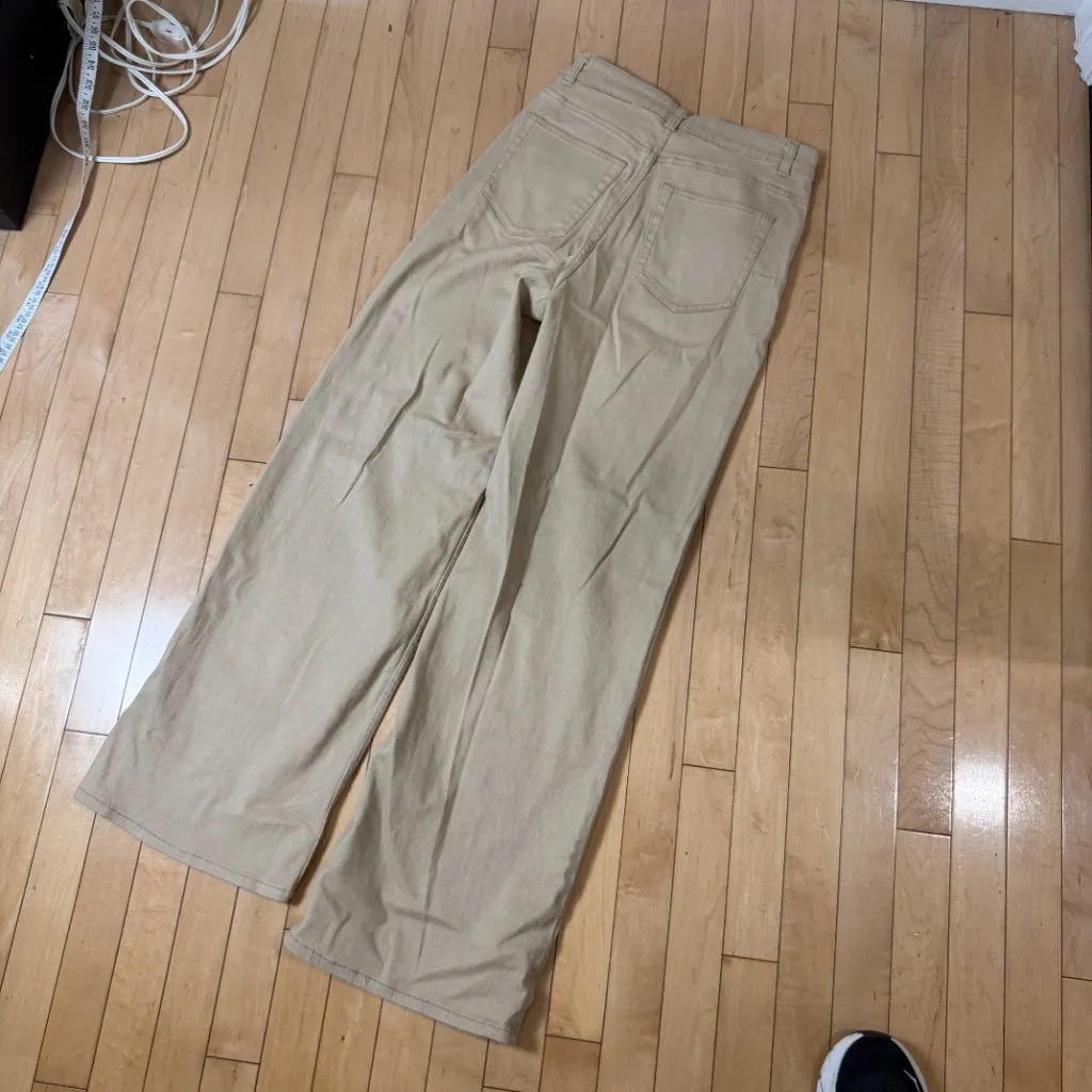 H&M Divided Tan Wide Leg Denim Jeans Chino's Pants Size 6 Stretch - Image 7