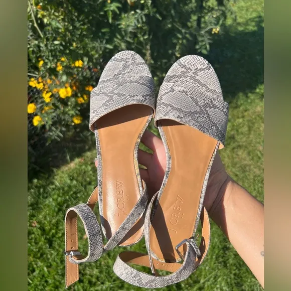 J. CREW Snakeskin Block-heel Sandals - Size 7 - Image 2