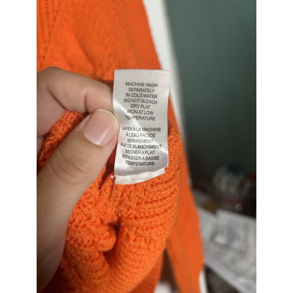 Elie Tahari Womens‎ Size XS X-Small Orange Cableknit Jumper Pullover Sweater - Image 7