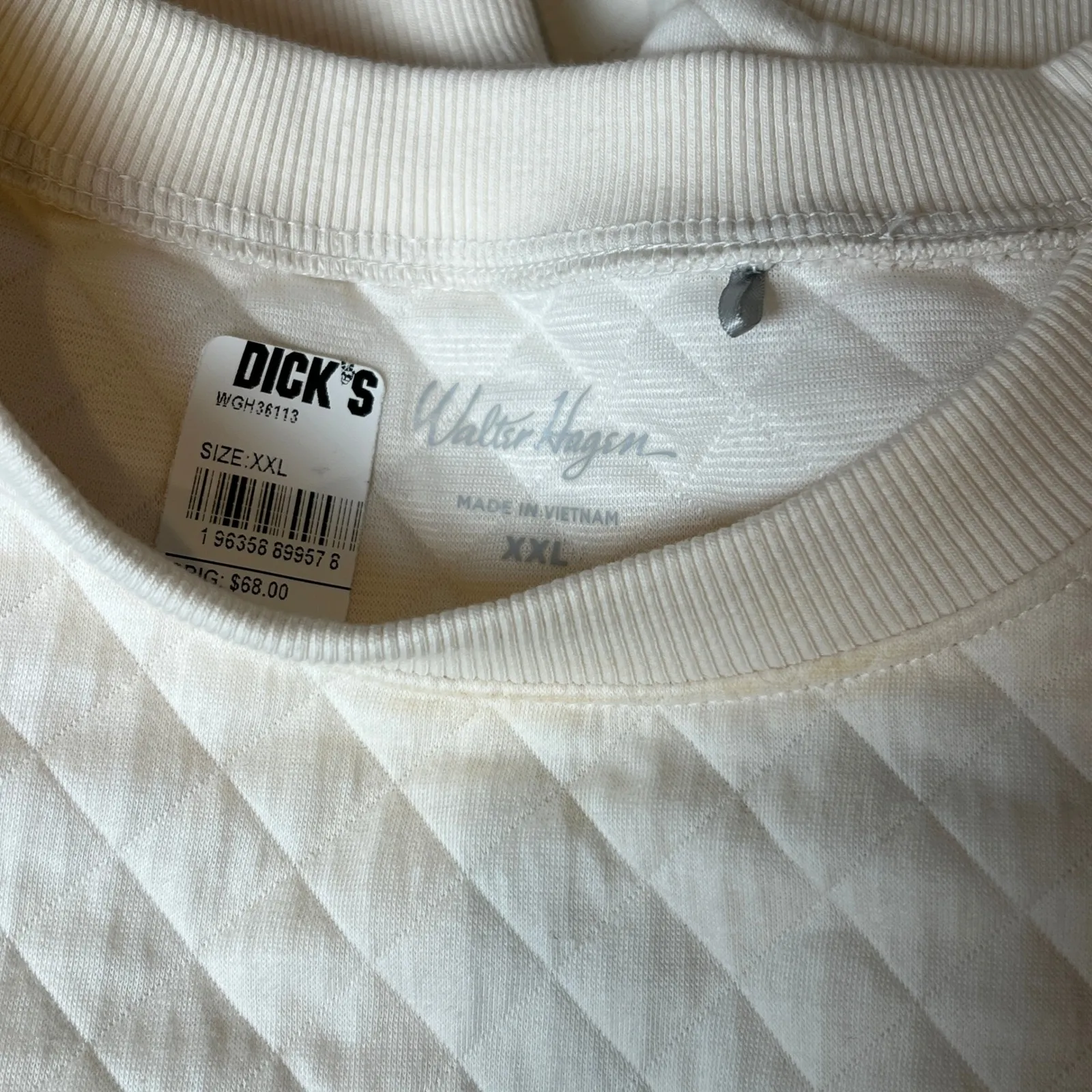 Walter Hagen White Quilted Crewneck Sweatshirt Pullover Cotton Blend Women's XXL - Image 6