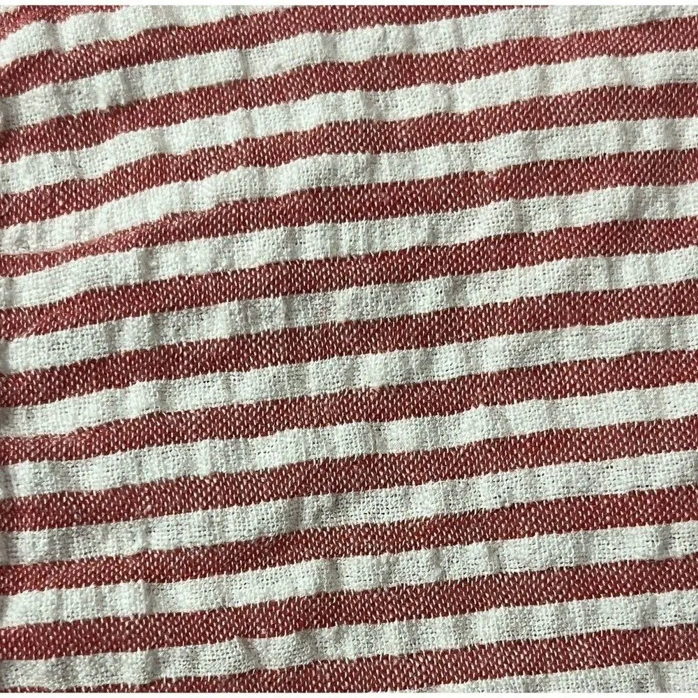 Gianni Bini Seersucker Striped Off Shoulder Tassel Peasant Mini Dress M Coastal White Size M - Image 9