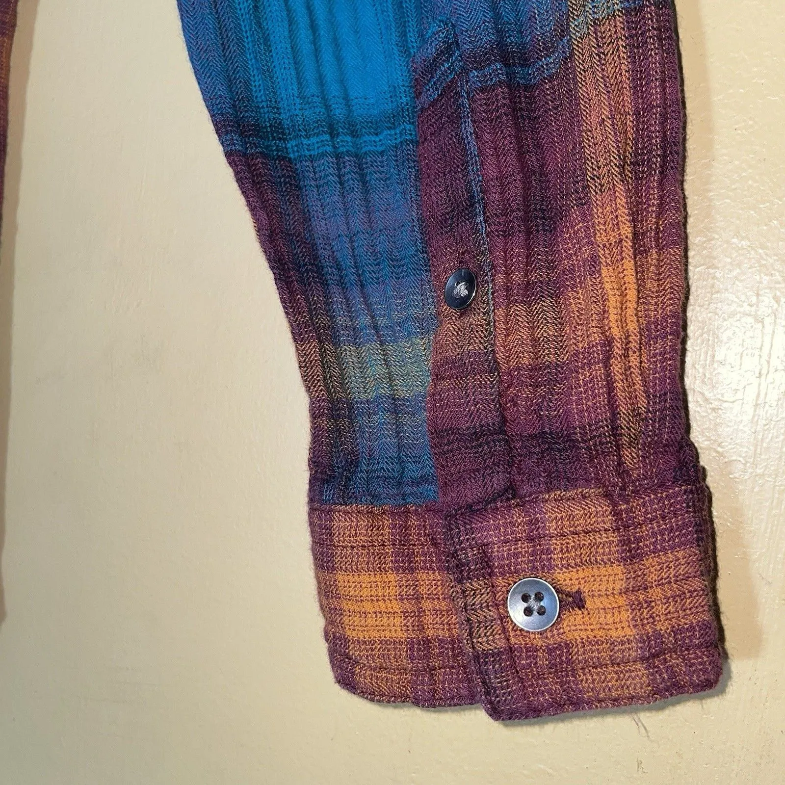 Woolrich Plaid Popover Shirt Womens Medium Long Sleeve Lightweight Flannel Style - Image 12