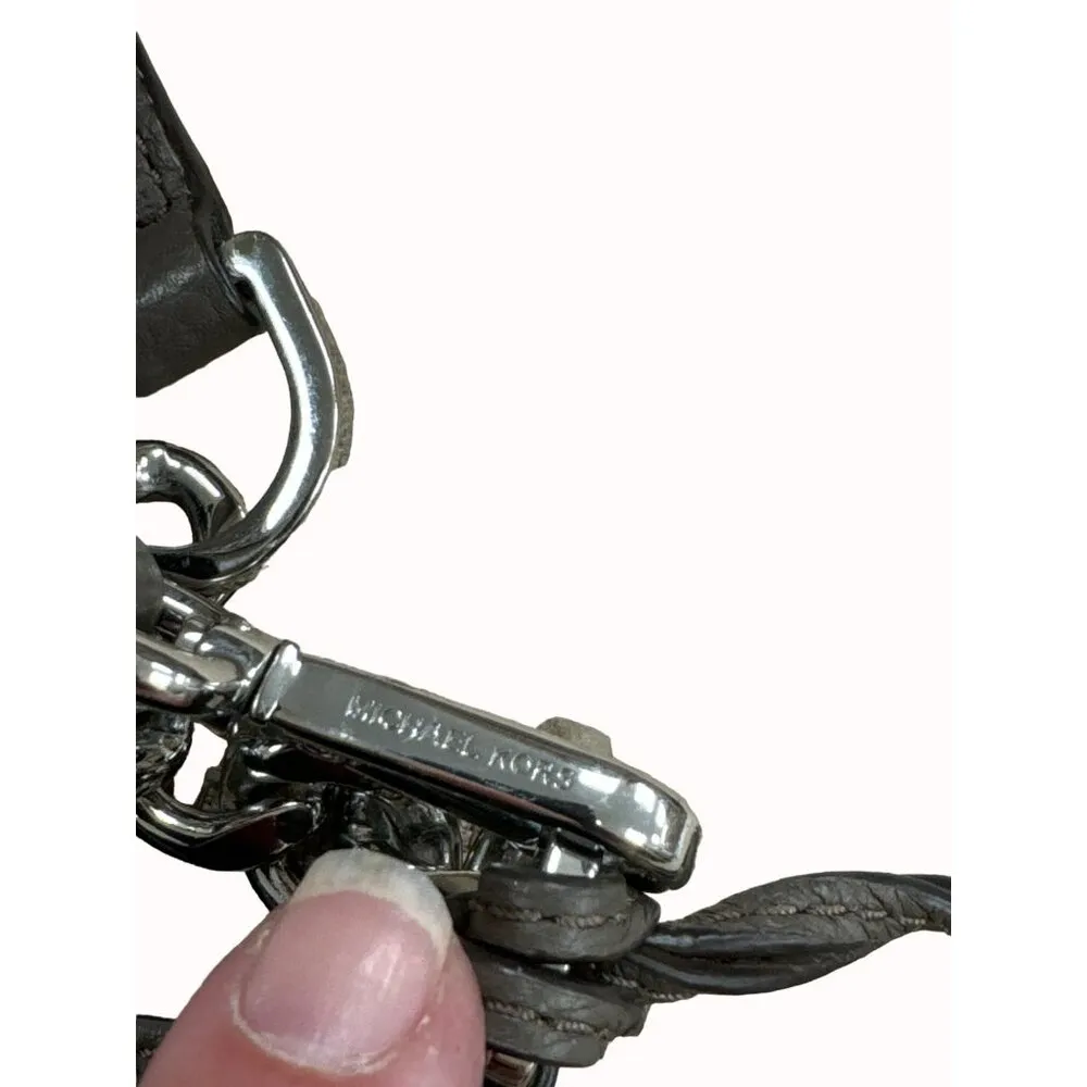 Michael Kors Authentic women’s leather chain link gray purse shoulder bag medium - Image 5