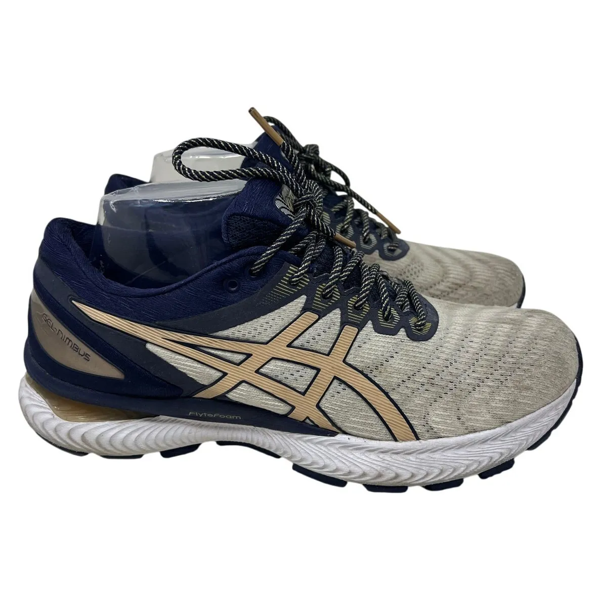 Asics Gel Nimbus 22 Running Sneakers in White Champagne Blue Gold 9.5 - Image 2