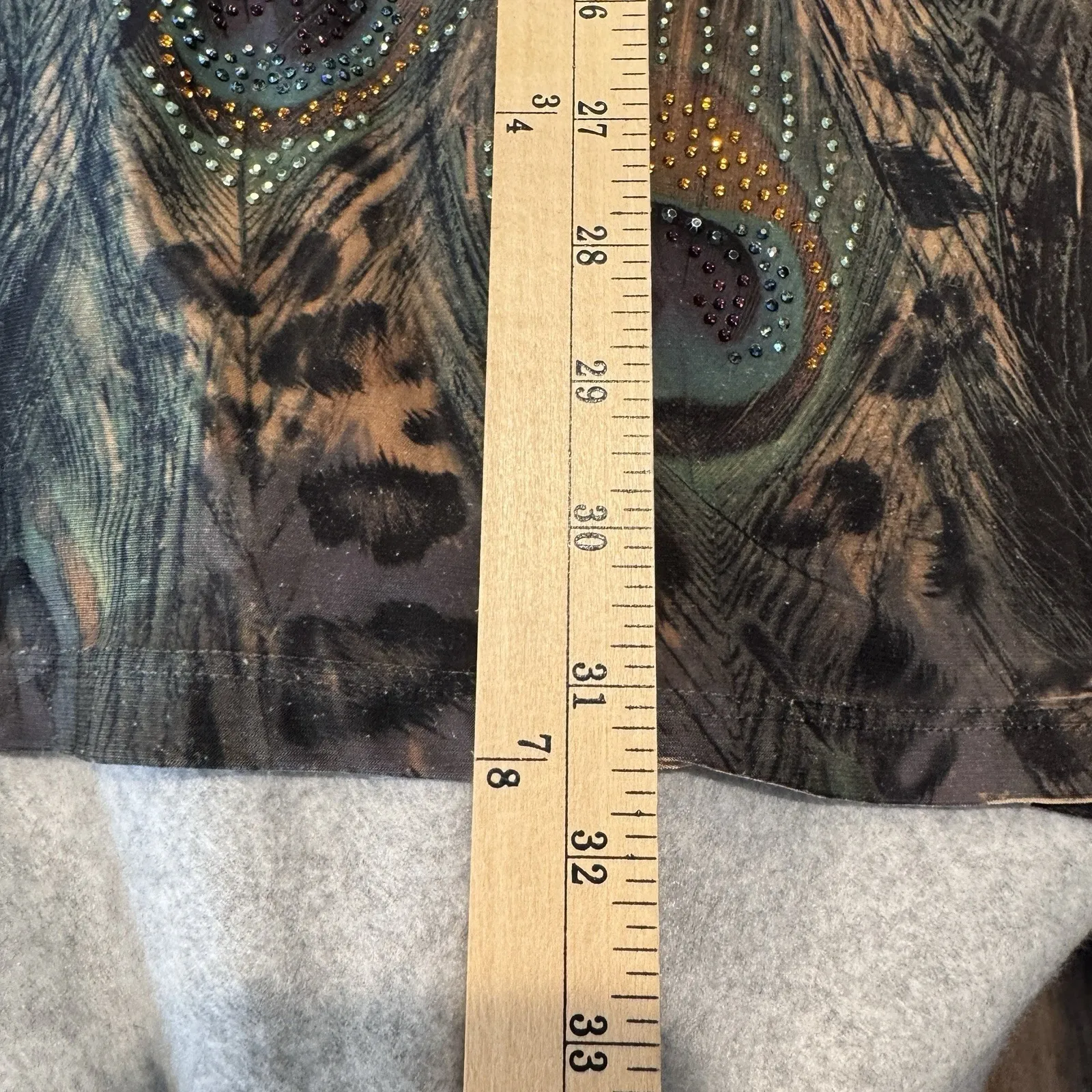 Vintage Pyramind Collection Mob‎ Wife Top Medium Brown Animal Print Rhinestone - Image 11
