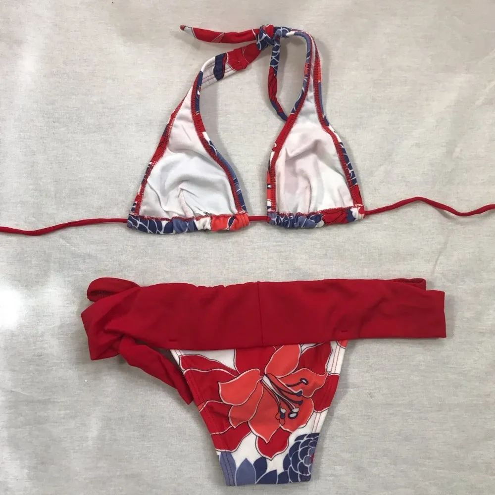 Recco Size Large Brazilian Floral Thick Waist Bikini. New With Tags Red - Image 4