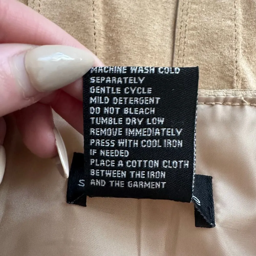 Suedessence tan genuine leather suede pleated midi skirt size 4 - Image 6