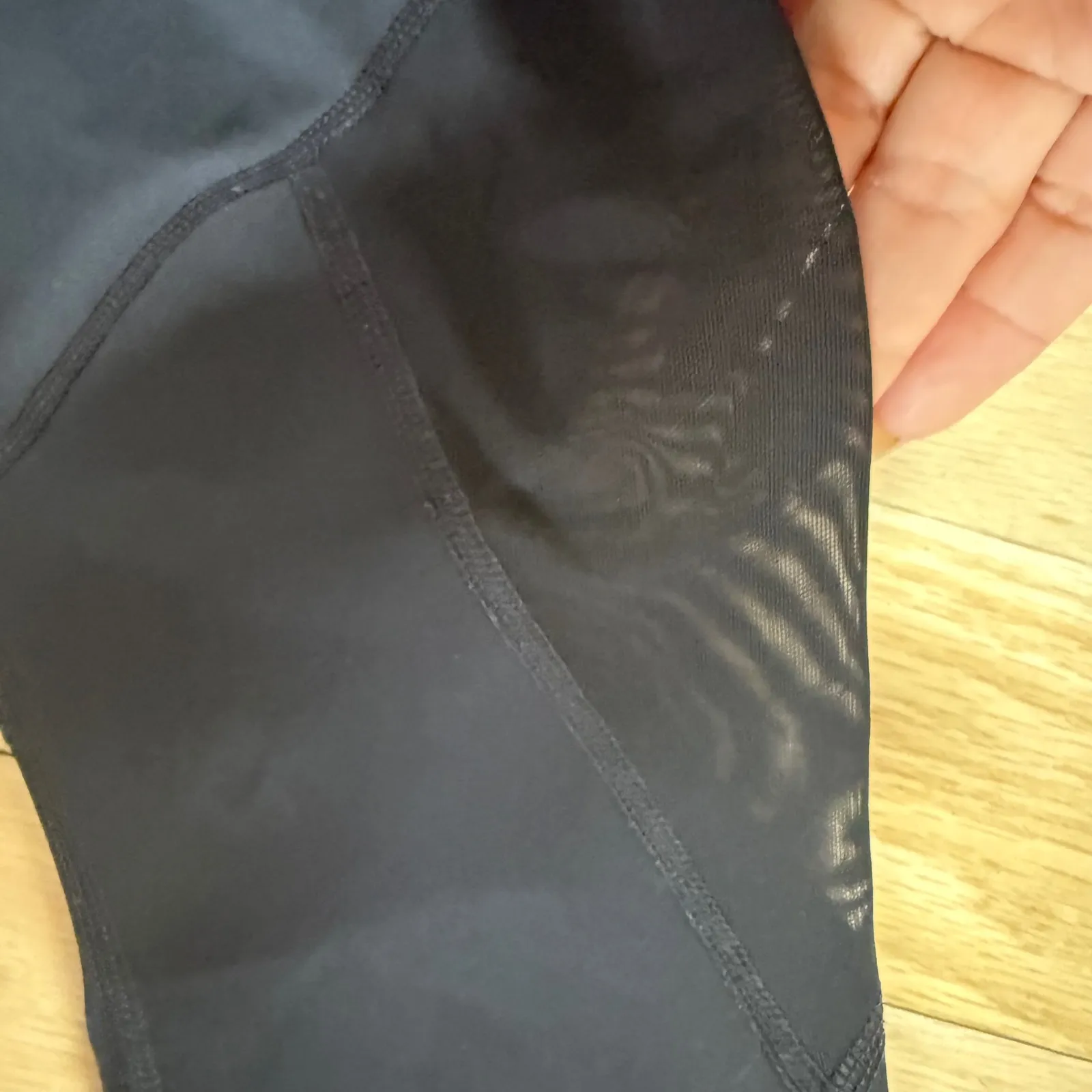 Athleta Small‎ Black Mesh Pants Cropped Leggings Panels Activewear - Image 2