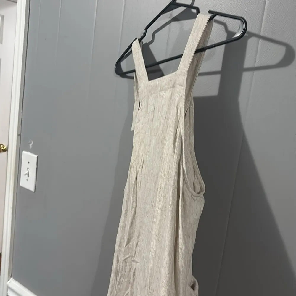 NWT Umgee Linen Cotton Blend Cream Overall Dress Size Small - Image 8