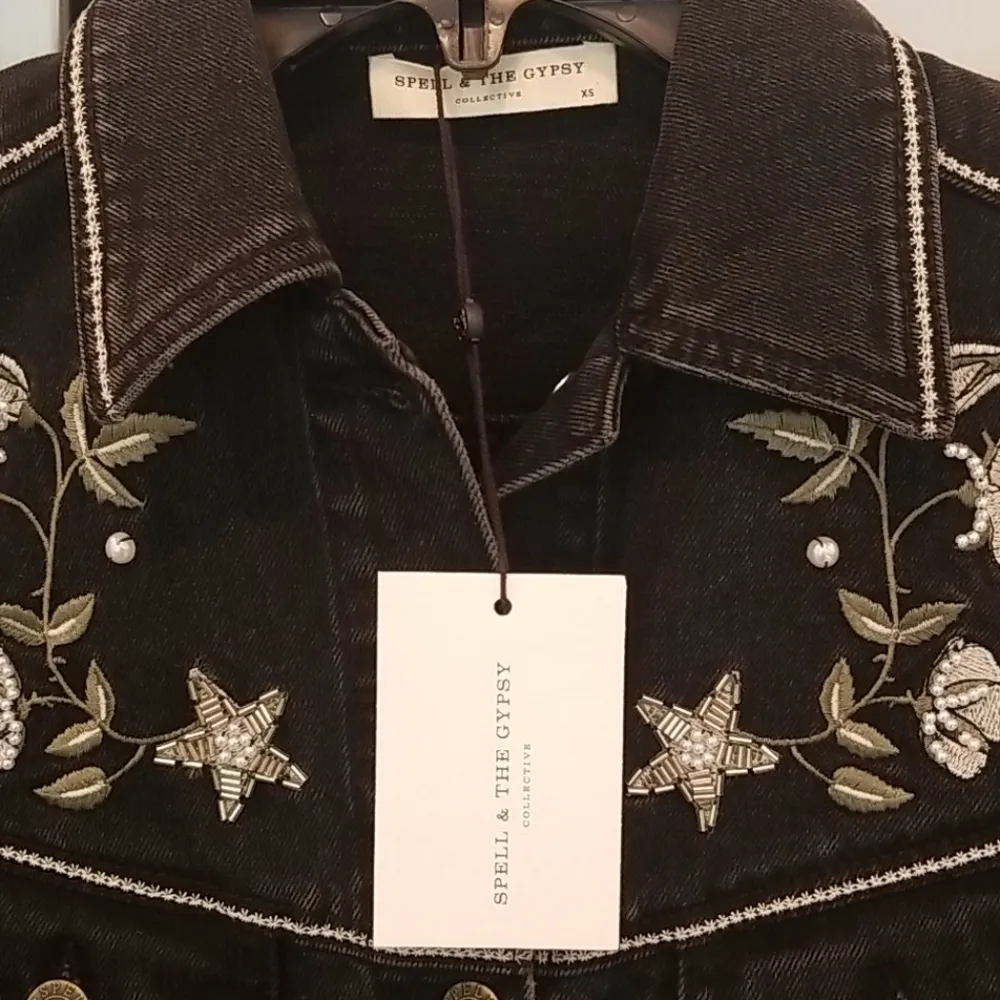 💕SPELL & THE GYPSY💕 Celestial Embellished Jacket XS NWT Black - Image 16