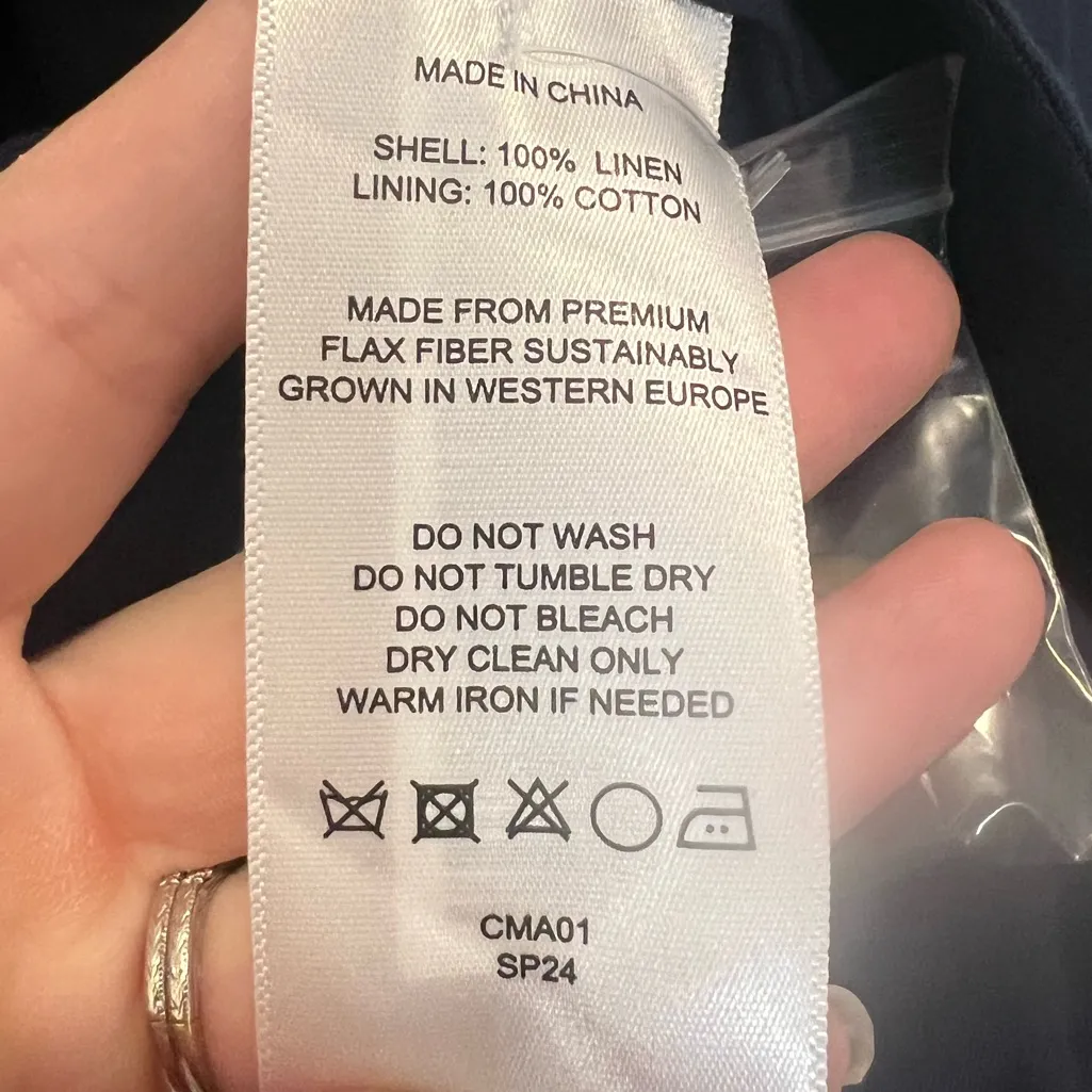 NWT Quince 100% European Linen Structured Blazer Deep Navy Blue - Image 10