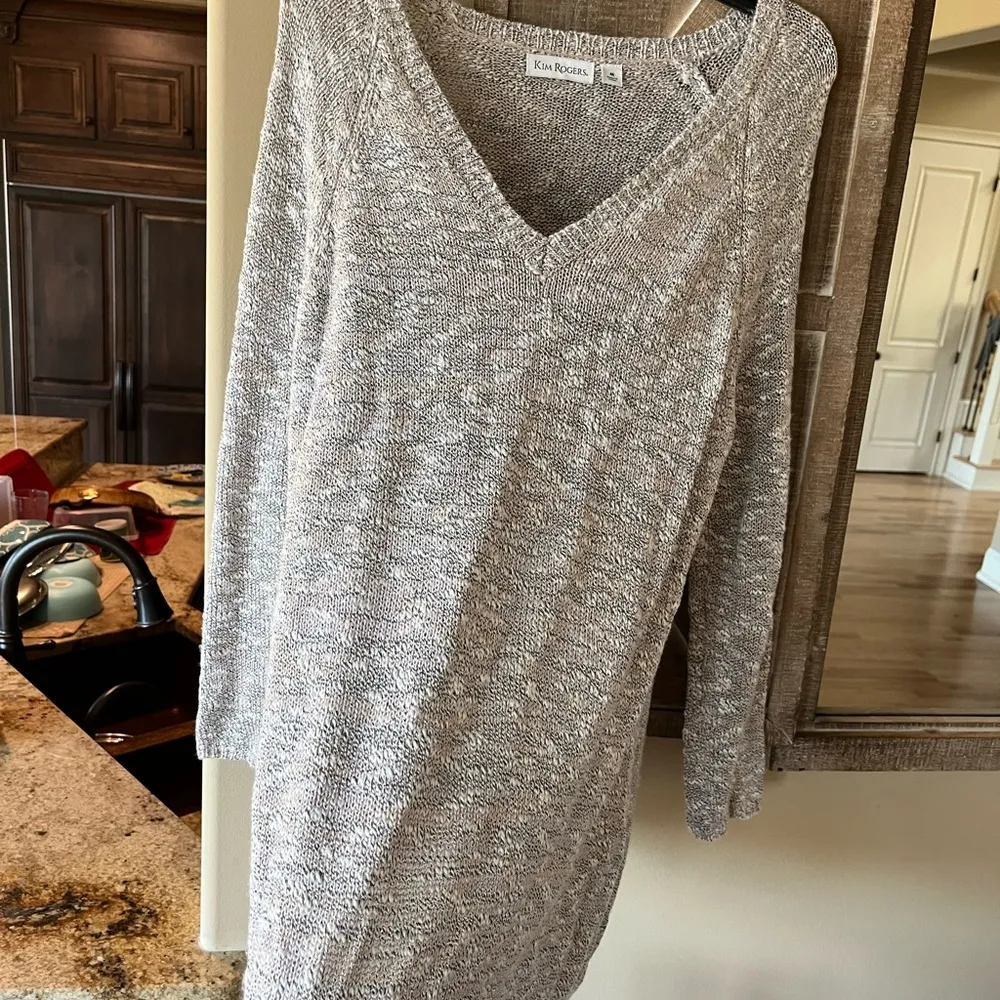 Oversized Cozy Comfy Sweater V Neck Womens medium Short Dress Tunic - Image 15