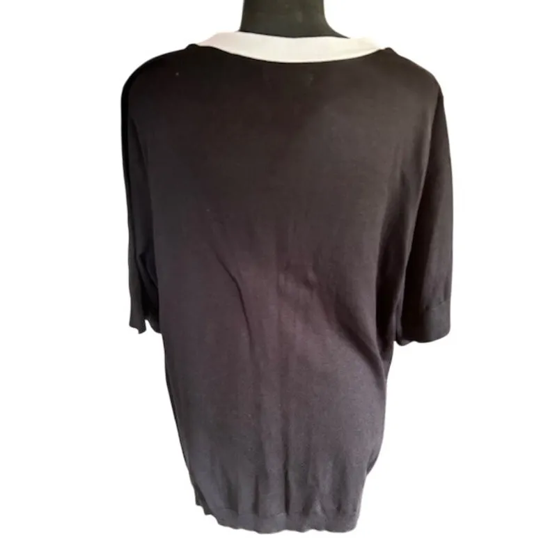 Calvin Klein Black & White Trim Cardigan – Women’s 1X - Image 3