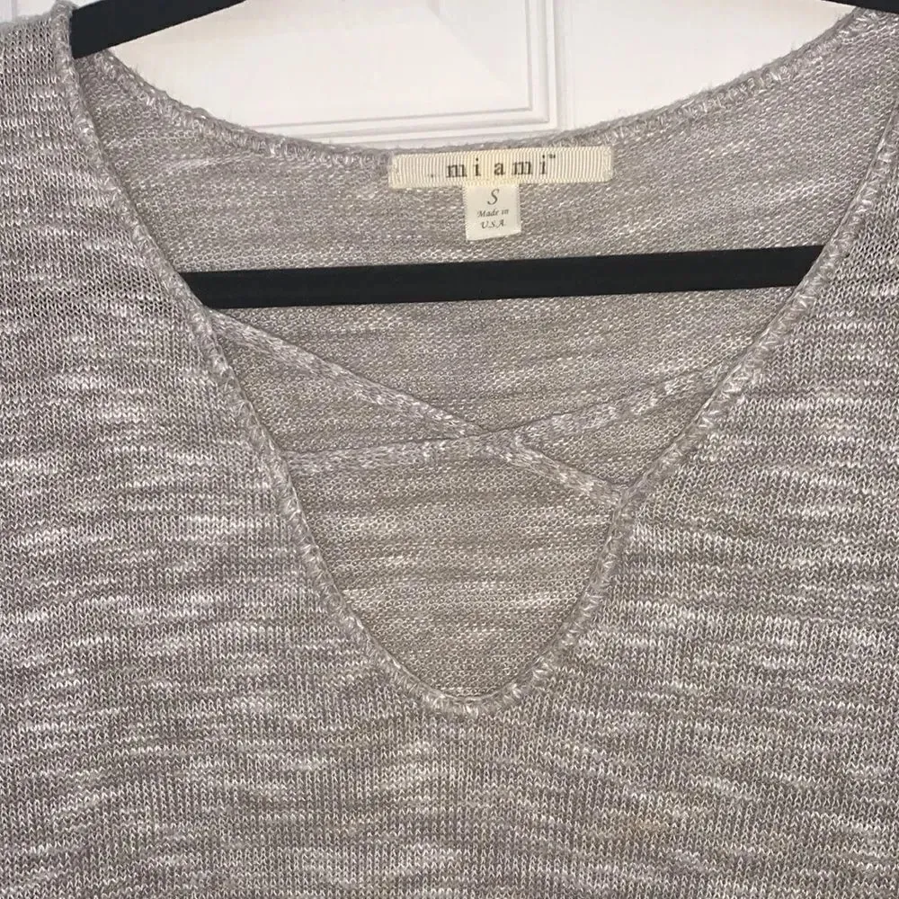 Miami Gray Cross Front Sweater Size S - Image 4
