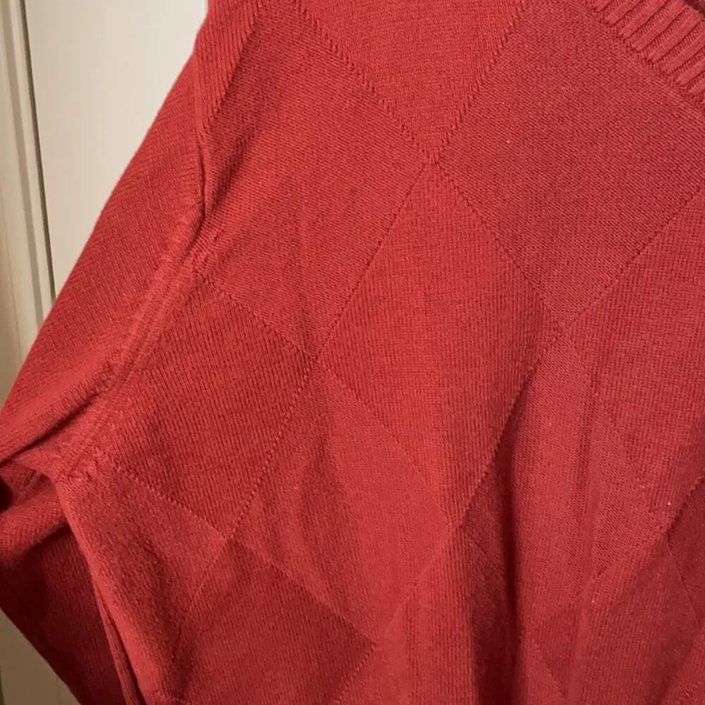 Oscar de la renta red vneck sweater Large - Image 5