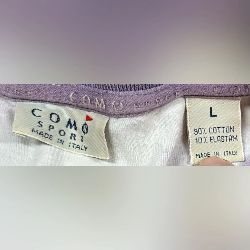 Como Sport Made In Italy Women’s Size L Purple Floral Polo Golf Shirt Size L - Image 2