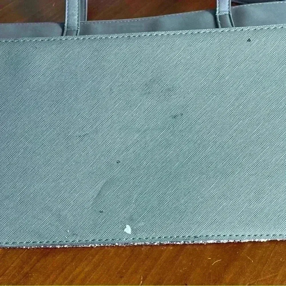 Kate Spade Greta Court Penny Saffiano gray/silver glitter tote bag - Image 7