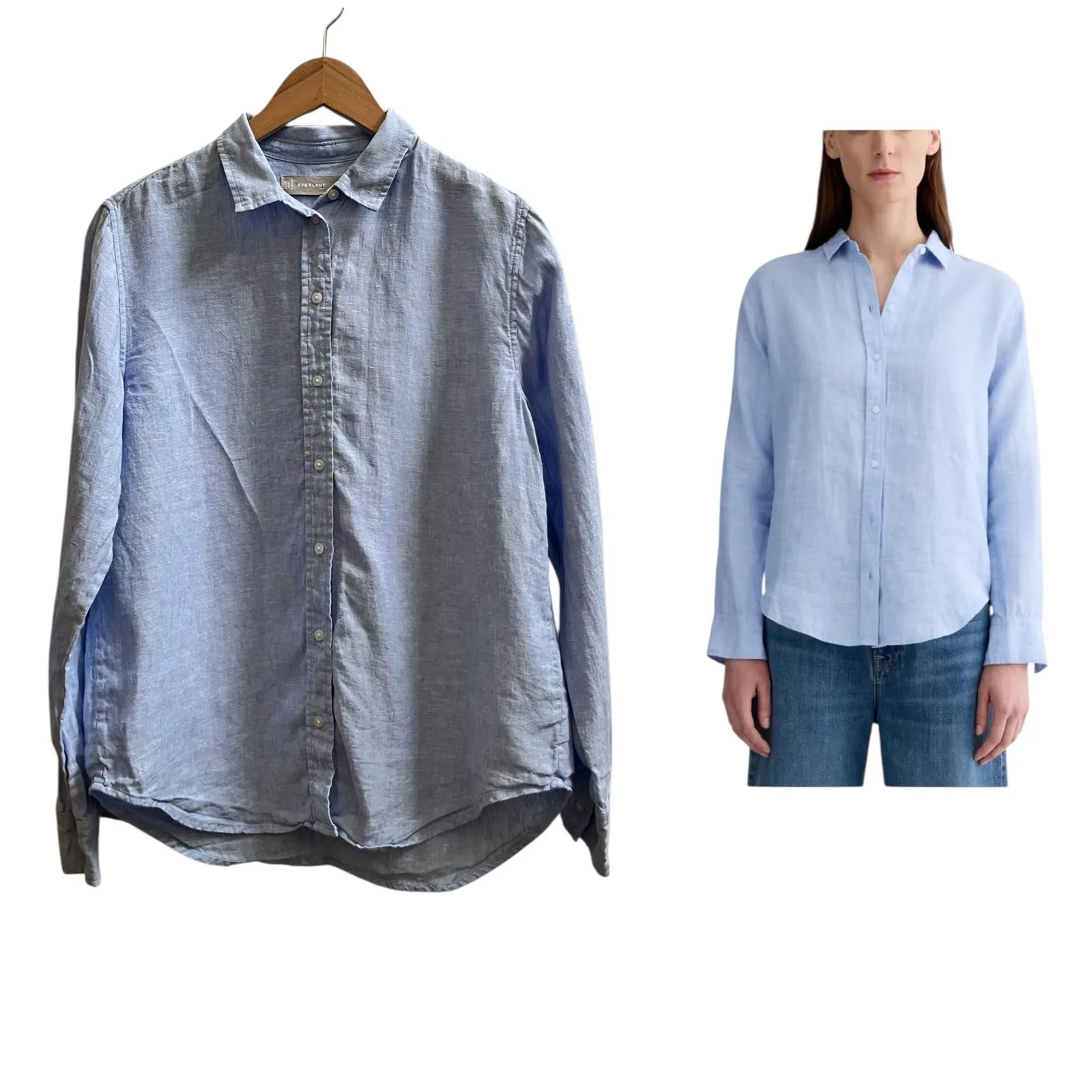 Everlane Light Blue Breathable Linen Relaxed Button Down Shirt Size 4 Preppy - Image 2