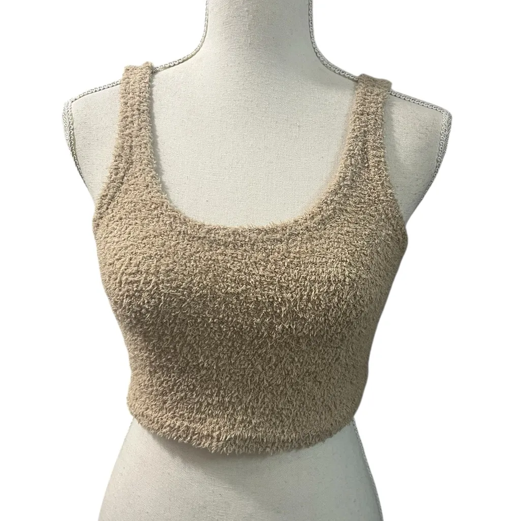 If It Were Me 2 pc. Soft Textured Cardigan Sweater & Crop Top Oatmeal Camel - Image 6